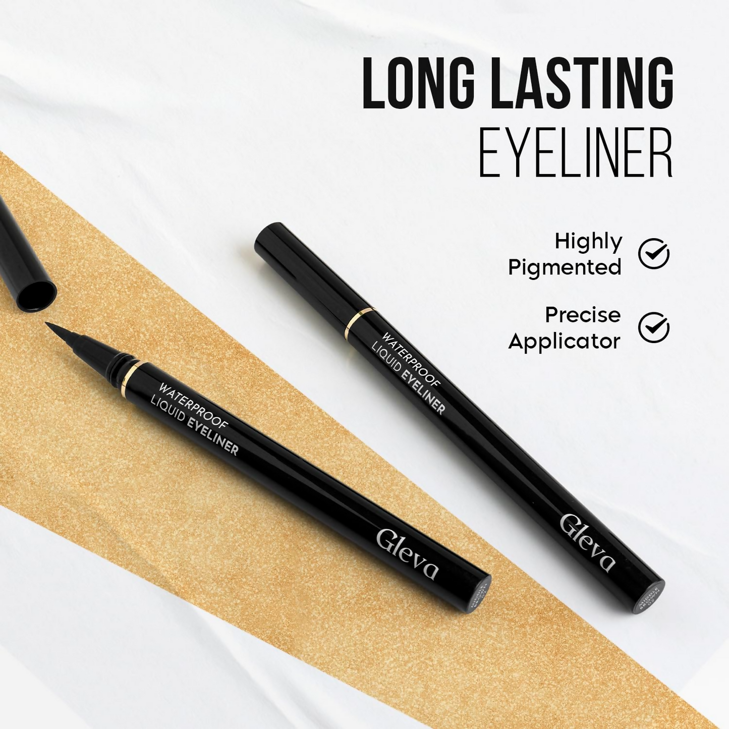 Gleva Liquid Eyeliner Pen Eye Makeup Waterproof Smudge proof - Black - Distacart
