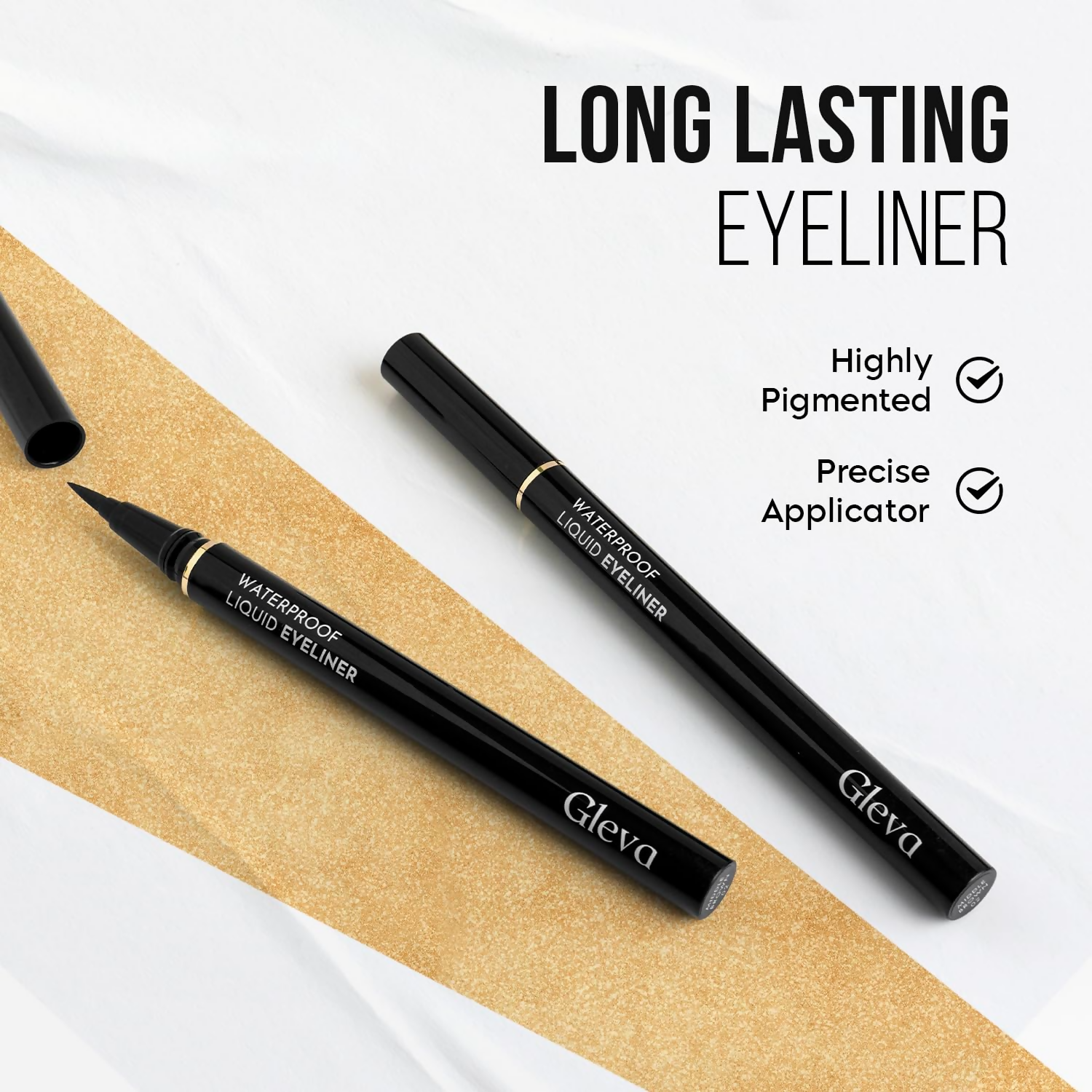 Gleva Liquid Eyeliner Pen Eye Makeup Waterproof Smudge proof - Black - Distacart