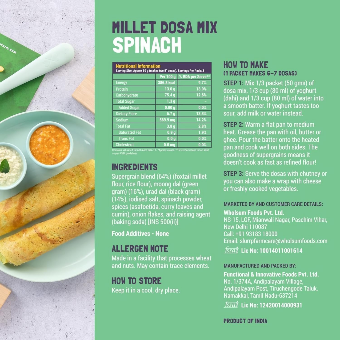 Slurrp Farm Spinach And Beetroot Millet Dosa Mix Combo - Distacart