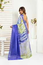 Thumbnail for Vastranavya Blue Digital Printed Linen Ready To Wear Designer Saree with Unstitched Blouse - Distacart