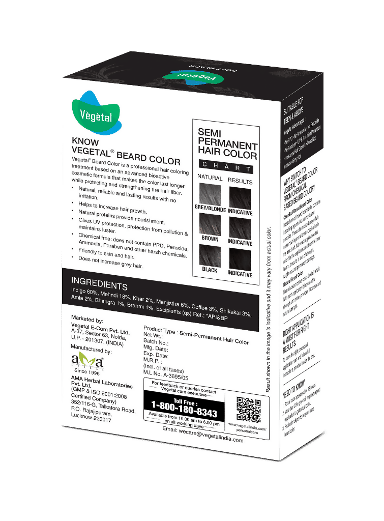 Vegetal Safe Color For Beard - Soft Black - Distacart