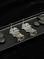 Thumbnail for NVR Women Elephant Design German Silver Oxidised Jhumka Earrings - Distacart