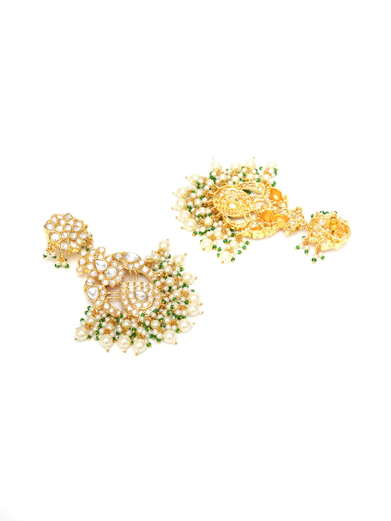 Kundan Chand Earrings (Gold) - Ruby Raang - Distacart