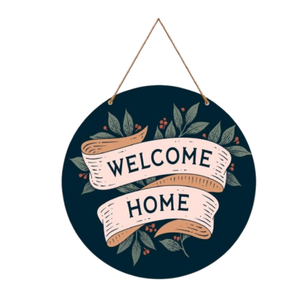 Artvibes Welcome Home Round Wood Design Artworks Hangings Ornaments - Dista