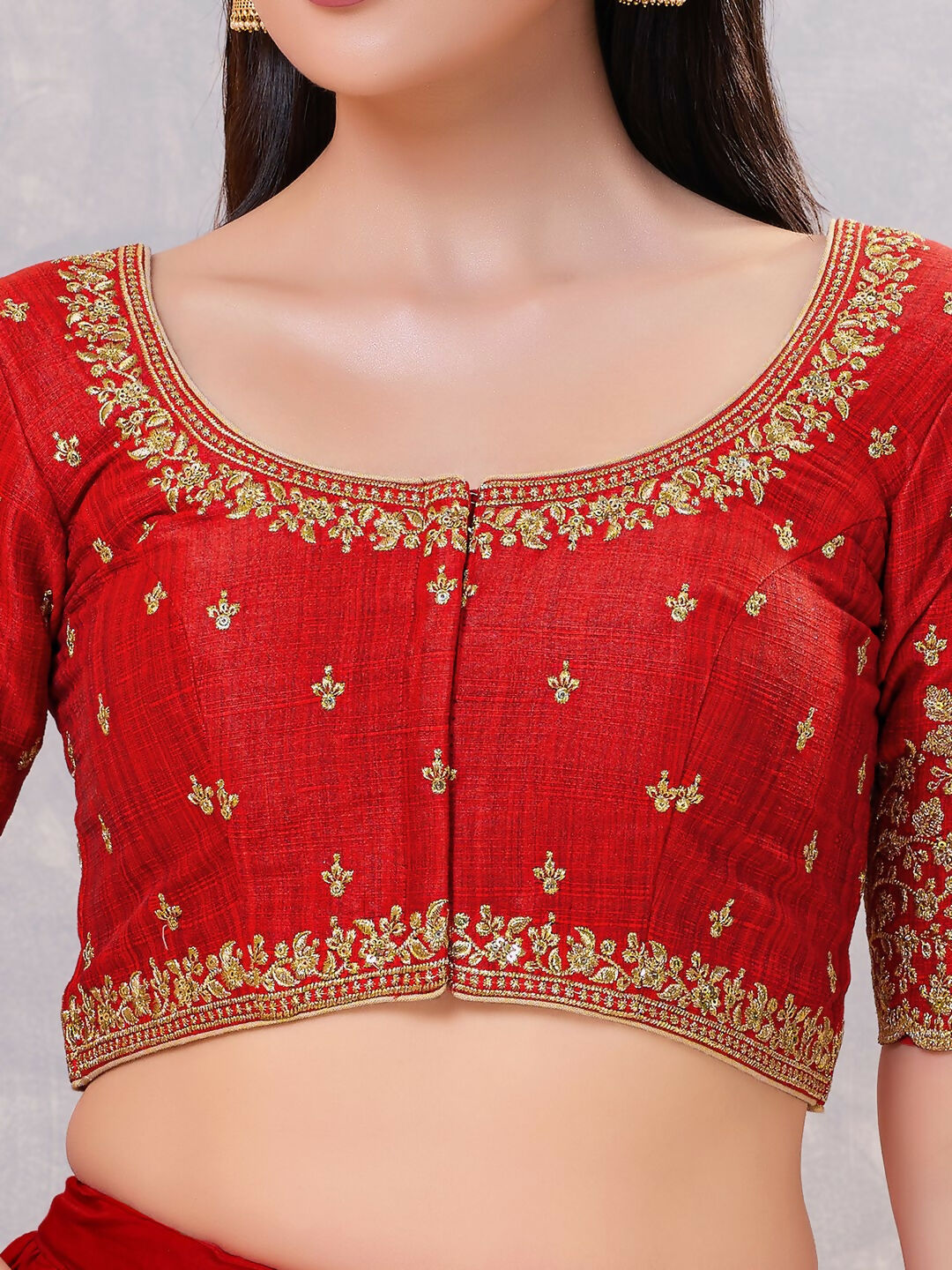 Joban Fashion Women Silk Dark-Red Stitched Blouse - Distacart