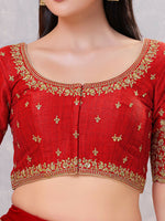 Thumbnail for Joban Fashion Women Silk Dark-Red Stitched Blouse - Distacart