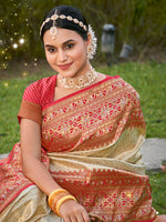 Thumbnail for Astita Banarasi Silk White Saree