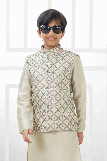 Raivat Ethnic Art Silk Embroidery Work 3 Pics Jacket Set In Pista Green Colour - Distacart