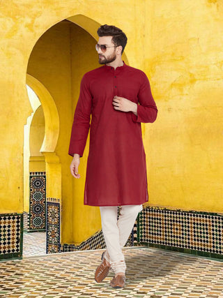 Even Apparels Men's Pure Cotton Maroon Kurta - Distacart