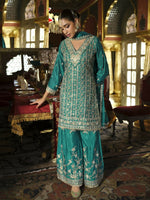 Thumbnail for Aarshi Fashions Blue Chinon Silk Full Stitched Wedding Suits