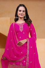 Thumbnail for Teeya Creation Pink Color Chinon Silk Wedding Wear Trending Palazzo Set - Distacart