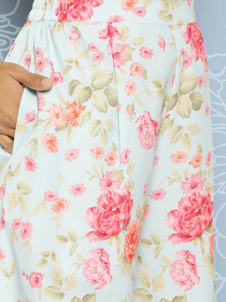 Ahalyaa Women's Traditional wear Co-ords - Blue - Distacart