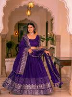 Thumbnail for Lehenga Mart Purple Designer Wedding Wear Lehenga Choli - Dista
