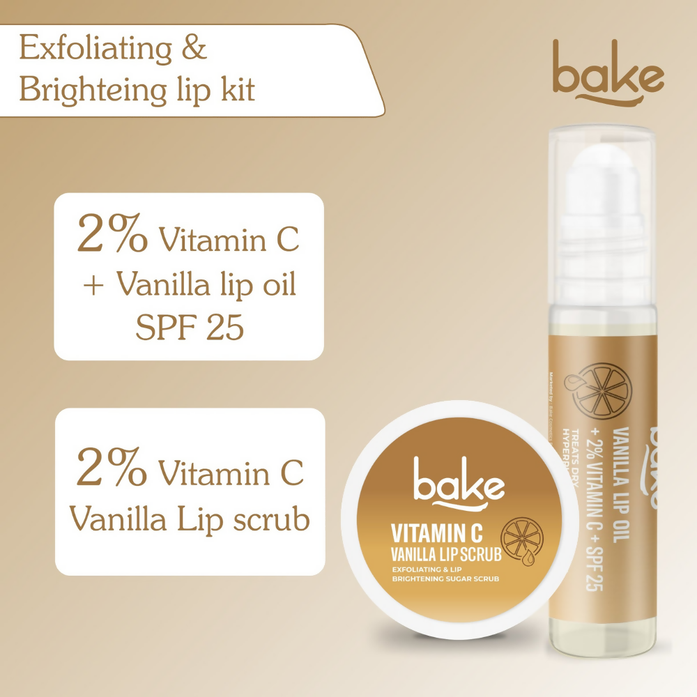Bake Vitamin C Vanilla Lip Kit With Lip Balm SPF 25 & Lip Scrub For Dark & Pigmented Lips