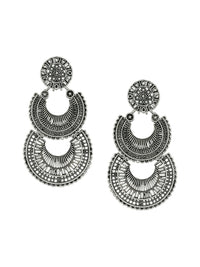 Thumbnail for NVR Women Silver Plated Crescent Shaped Drop Earrings - Distacart