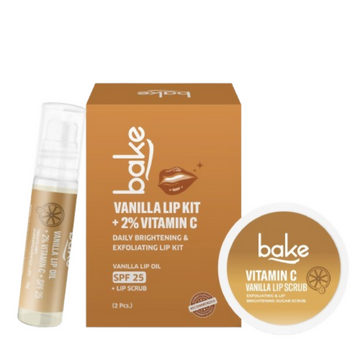Bake Vitamin C Vanilla Lip Kit With Lip Balm SPF 25 & Lip Scrub For Dark & Pigmented Lips - Distacart