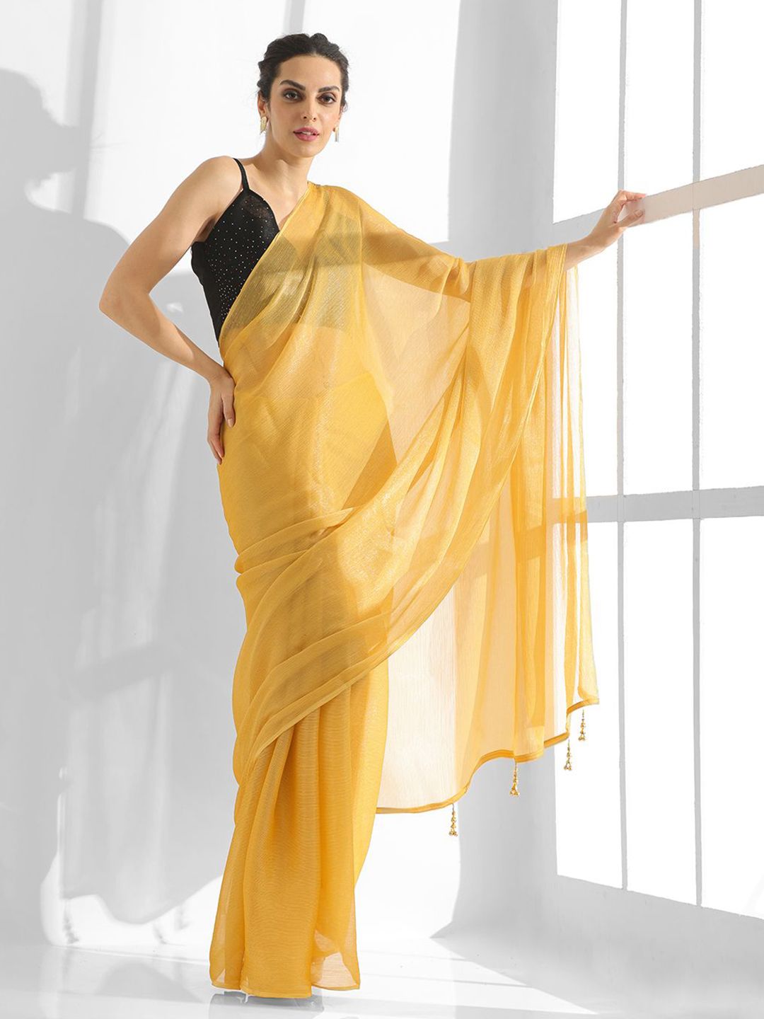 Mitera Beads and Stones Pure Chiffon Saree - Distacart