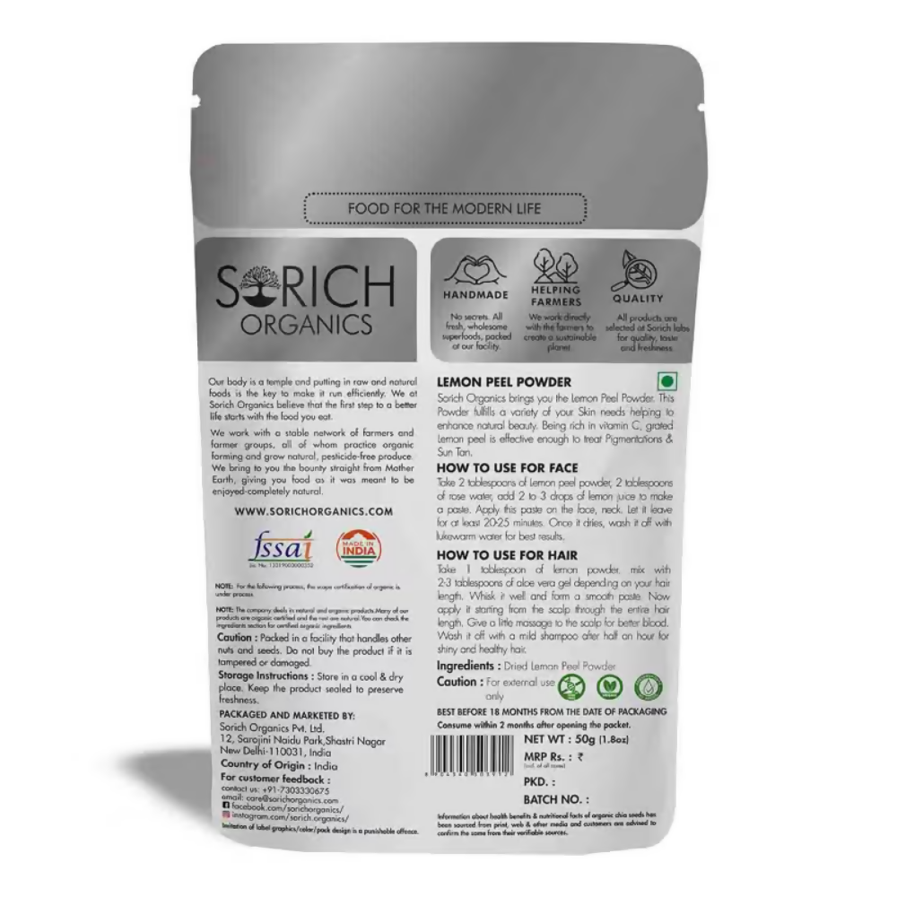 Sorich Organics Dried Lemon Peel Powder - Distacart