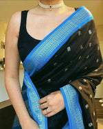 Thumbnail for Preksha Creation Designer Women Banarasi Soft Silk Saree - Black - Distacart
