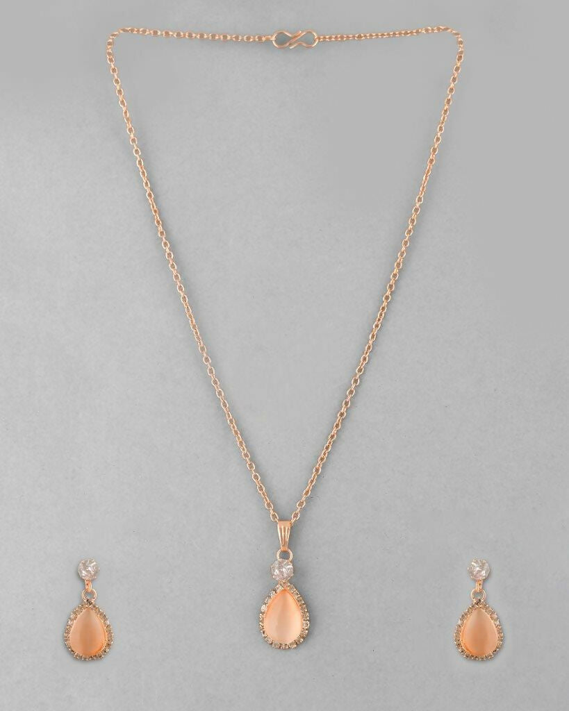 VOJ Gold Plated Yellow Stone With AD Stone Studded Chain Set - Distacart