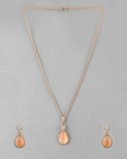 VOJ Gold Plated Yellow Stone With AD Stone Studded Chain Set - Distacart