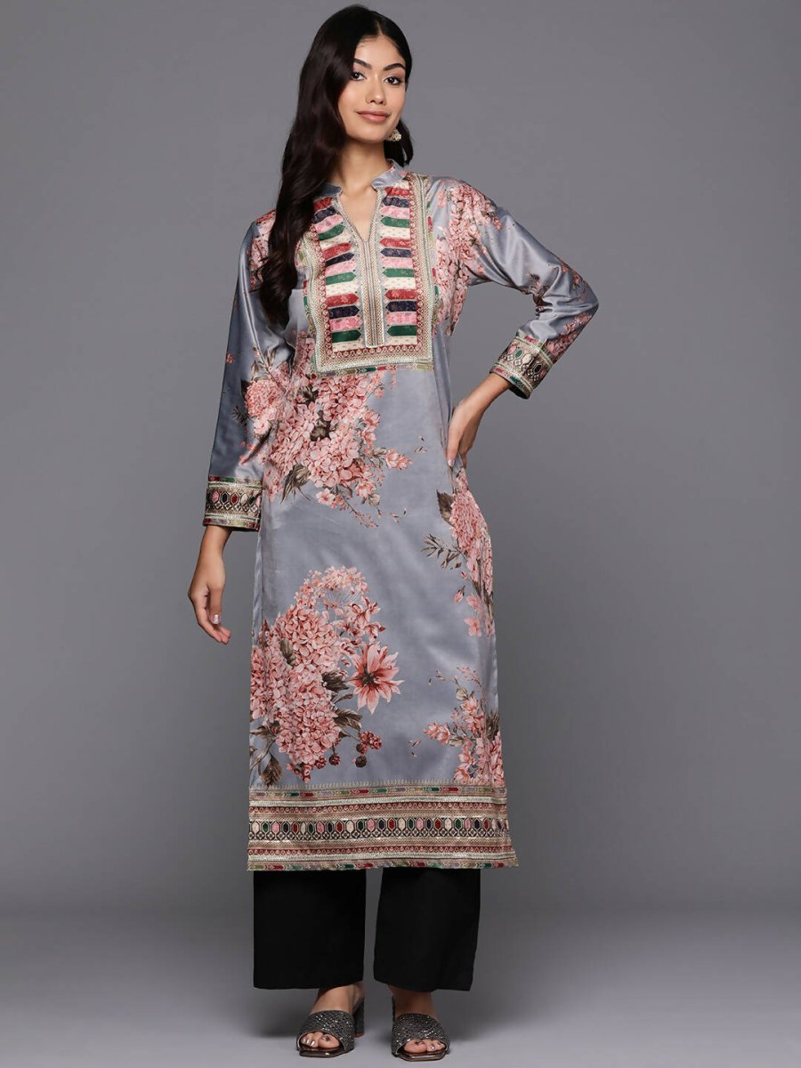 Ahalyaa Women's Traditional wear Kurta - Grey - Distacart