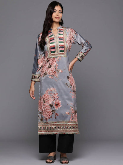 Ahalyaa Women's Traditional wear Kurta - Grey - Distacart