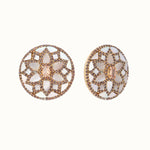 Thumbnail for Nuyug 22K Gold Plated Mother of Pearls and Stone Studded Contemporary Floral Shaped Studs