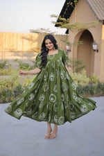 Thumbnail for Teeya Creation Womens New Trendy Summer War Printed Cotton Gown Set-Green - Dista