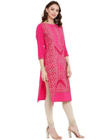 Thumbnail for Ahalyaa Women Crepe Pink Printed Straight Kurta