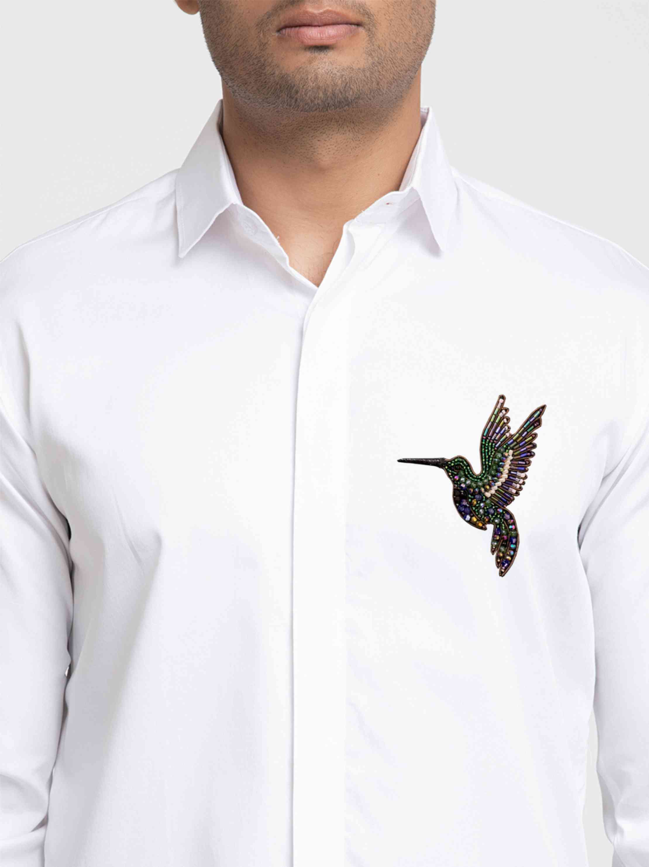 Bird Embroidered Shirt by Hilo Design