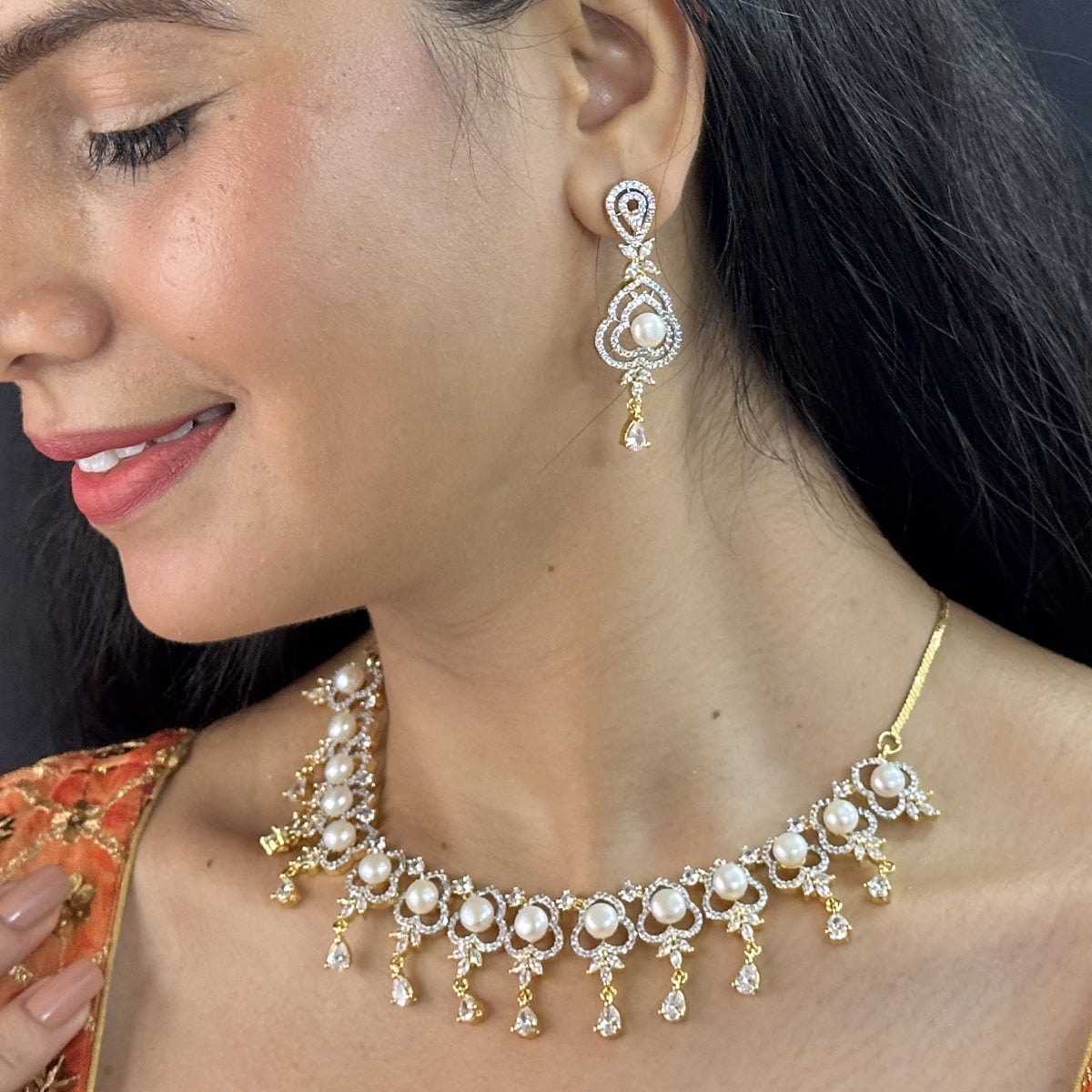 J Pearls Lustrous Pearl Necklace Set - Distacart