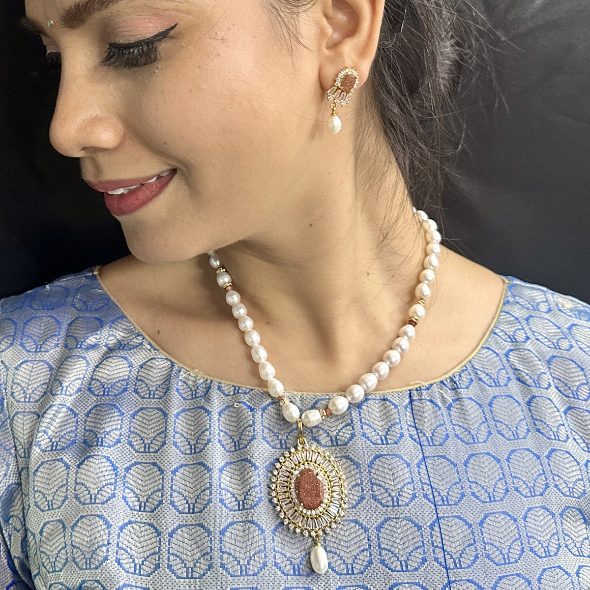 J Pearls Opal Pearl Necklace Set - Distacart