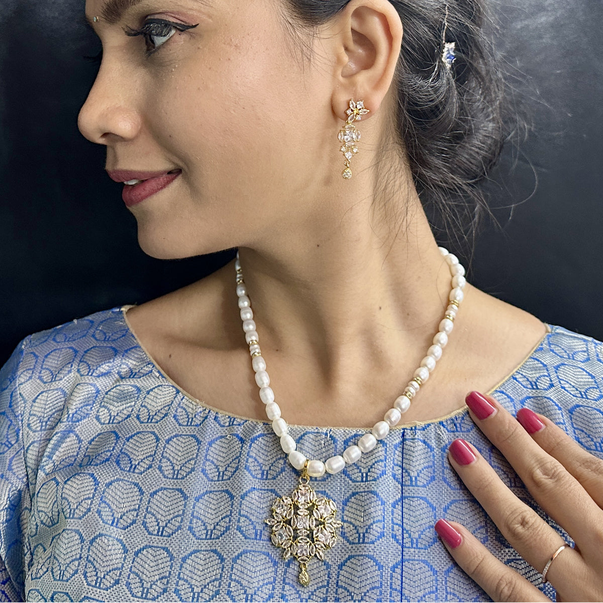 J Pearls Meena Pearl Necklace Set - Distacart