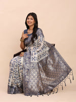 Thumbnail for Astita Linen Cotton Navy Blue Saree
