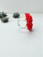 Thumbnail for Inhanns Rang-E-Roshan Adjustable Ring – Handmade Crystal Statement Ring - Red Big - Distacart