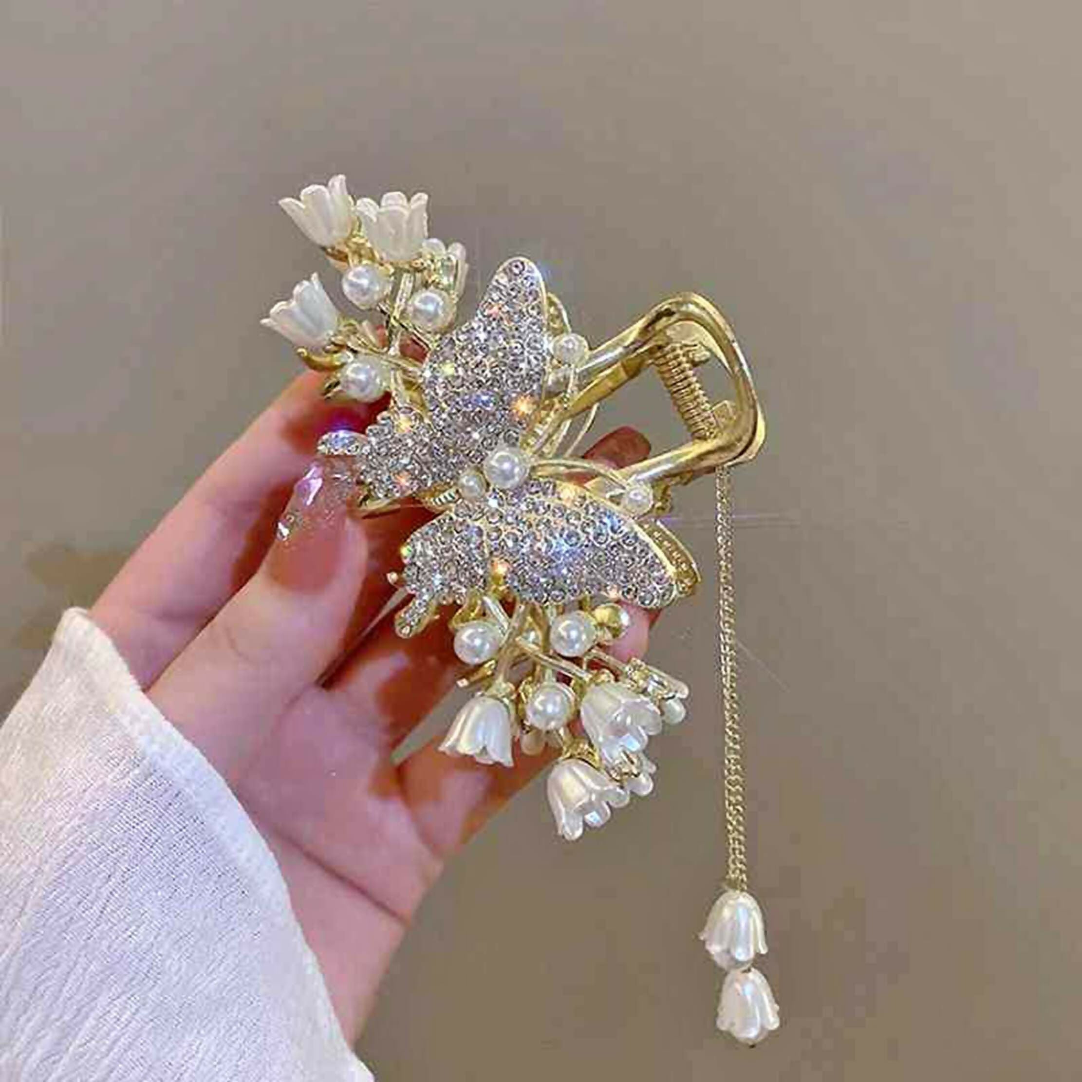 Joban Fashion White Metal Butterfly Metal Hair Claw Clip