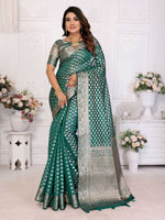 Thumbnail for Aastha Fashion Green Organza Silk Weaving Saree - Distacart