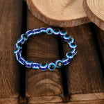 Thumbnail for NVR Men & Women Black & Blue Evil Eye Elasticated Bracelet - Distacart