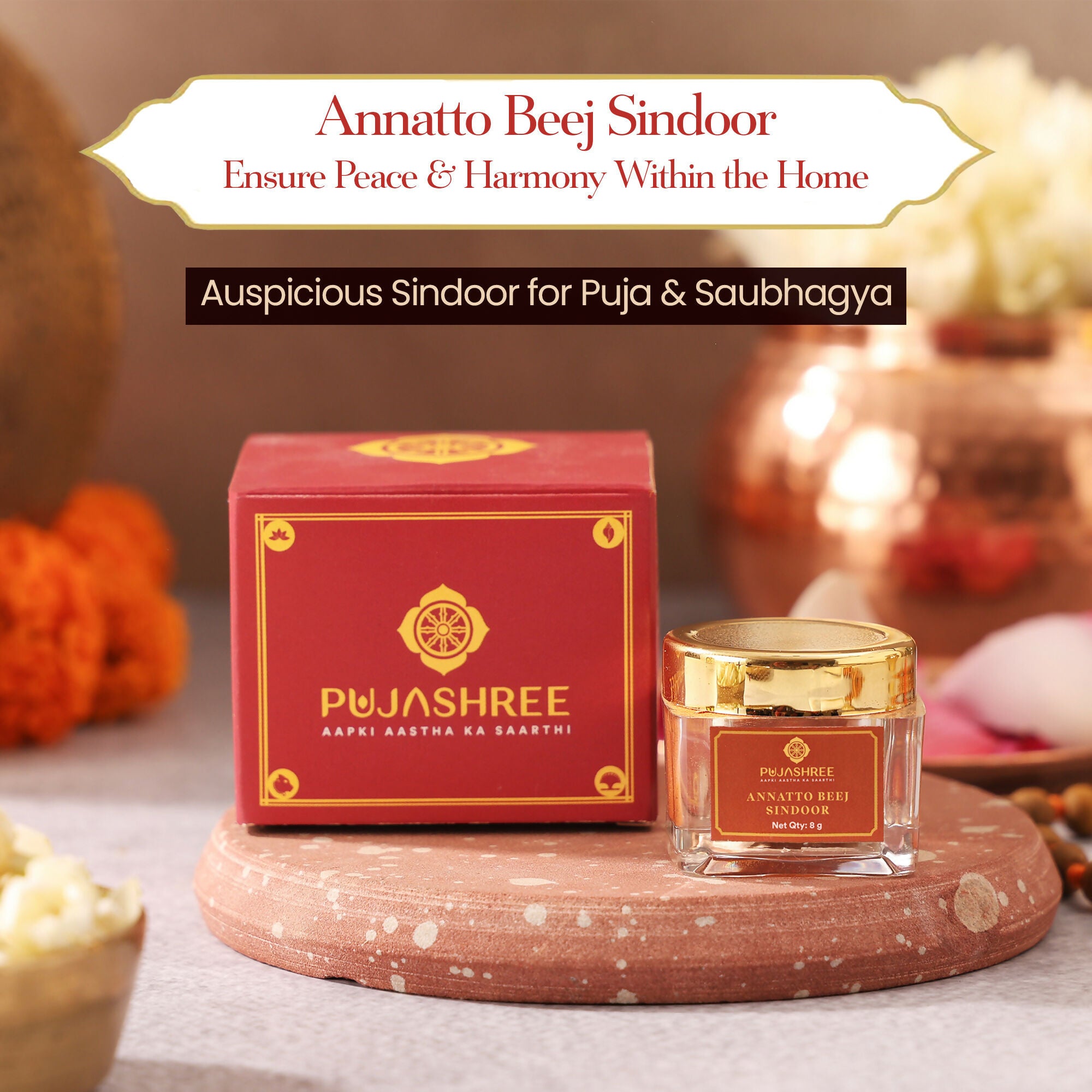 Pujashree Annatto Beez Sindoor – Traditional Sacred Sindoor for Puja & Religious Rituals - Dista