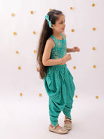Thumbnail for Lil Drama Khilkhilahat Green Crop Top and Dhoti SeT For Girls