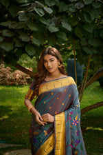 Thumbnail for Jyoti Fashion Women's Morpich Paithani Silk Zari Woven Saree with Blouse - Distacart