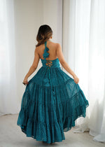 Thumbnail for Joban Fashion Green Dress Georgette Coding Dori with Sequence with Rivet Moti