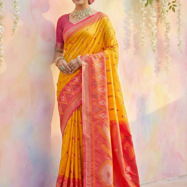 Shree Shyam Fashion Yellow Soft Silk Saree - Distacart