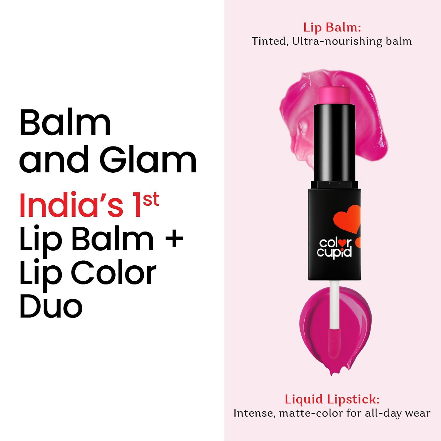 Color Cupid 2 in 1 Tinted Lip Balm + Liquid Lipstick - Flirt & Fuchsia - Distacart
