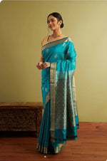 Thumbnail for Preksha Creation Designer Women Banarasi Soft Silk Saree - Sky Blue - Distacart