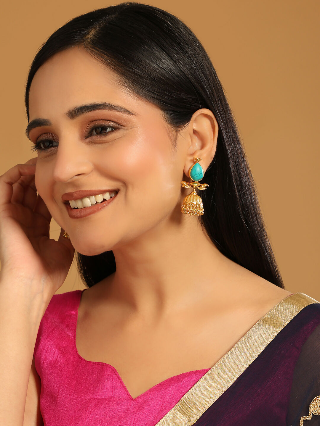 Nuyug 22K Gold Plated Turquoise Grace Earrings