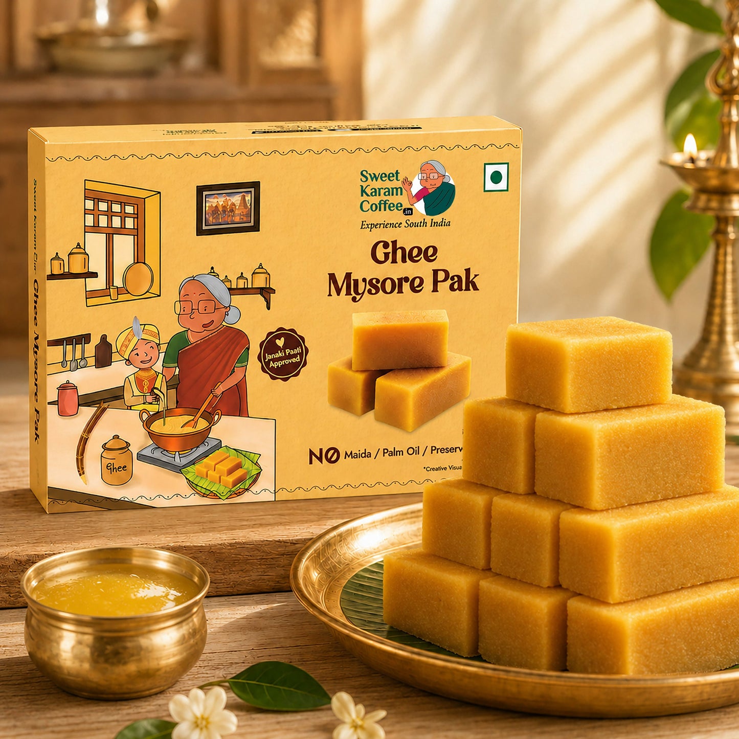 Sweet Karam Coffee Ghee Mysore Pak - Dista