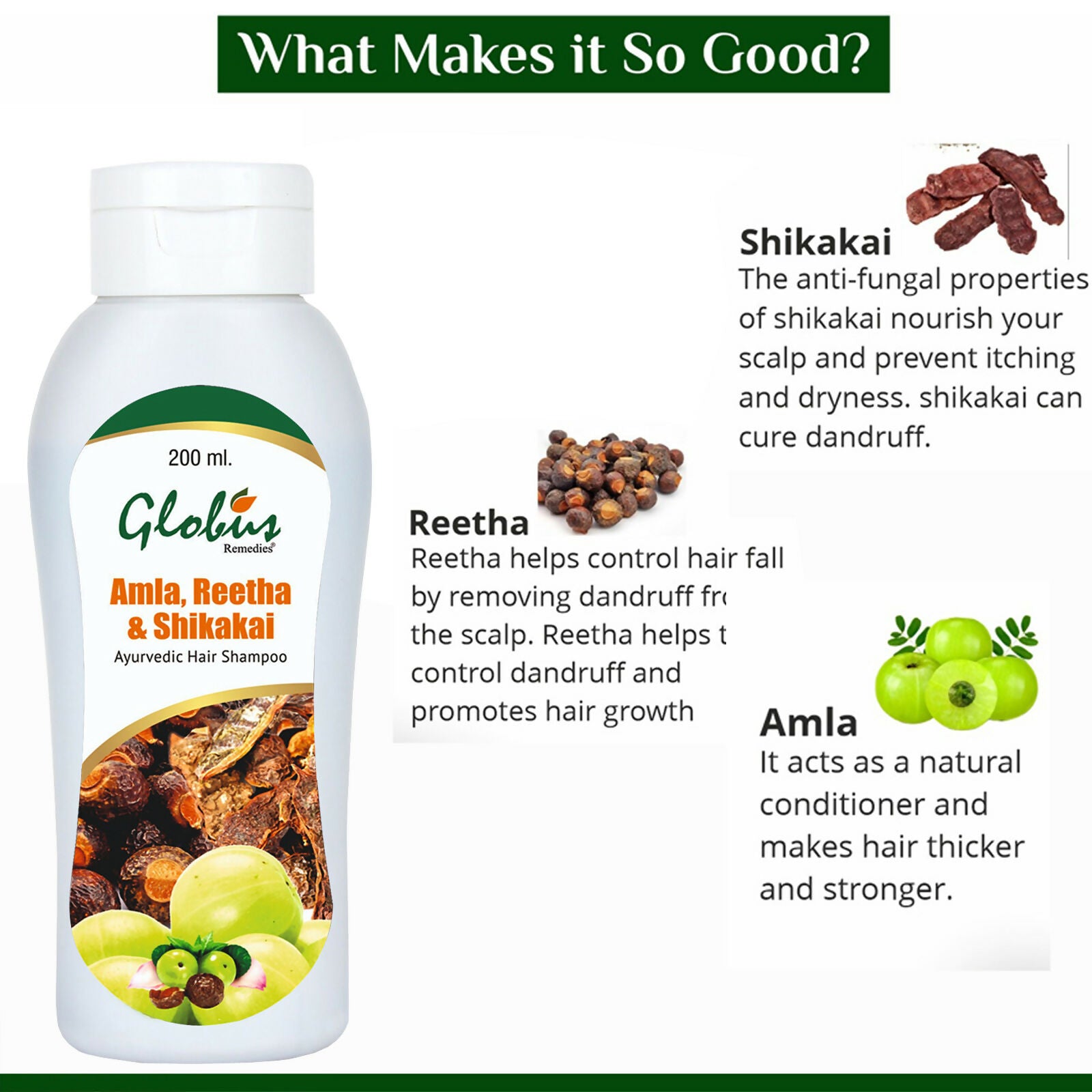 Globus Remedies Amla Reetha Shikakai Shampoo - Distacart