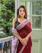 Thumbnail for Exclusive Collection Maroon Most Trending Beautiful Pure Cotton Handloom Saree
